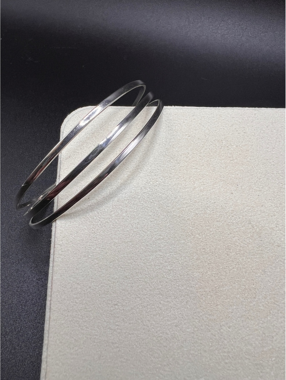 Sterling Silver Triple Band Open Cuff Bracelet Ball End Modernist 9.33g